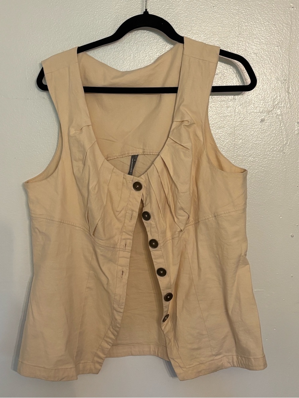 Anthropologie Cream Button-Front Sleeveless Tank